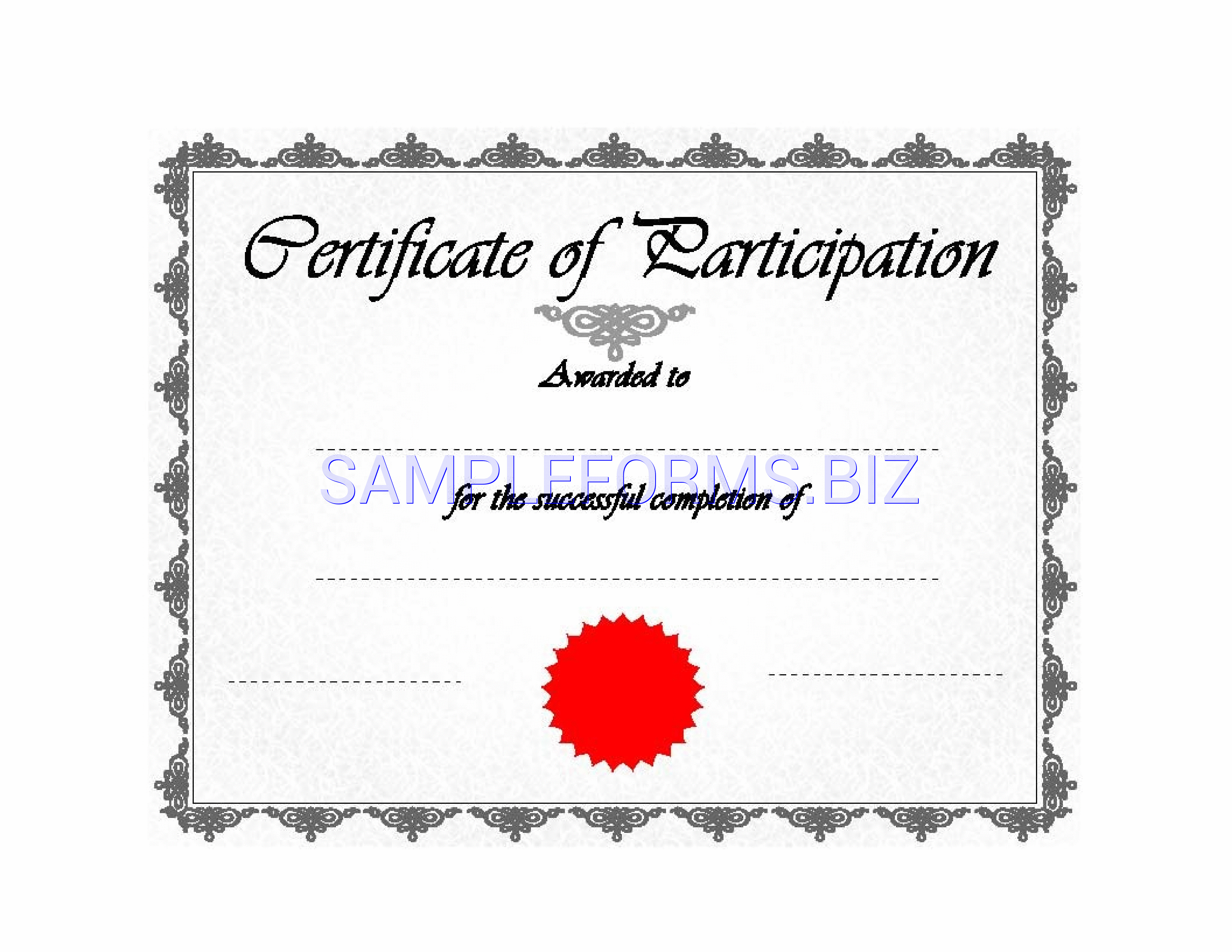 Preview free downloadable Certificate of Participation 1 in PDF (page 1)